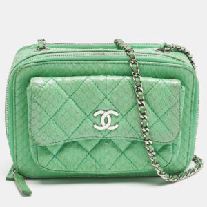 Chanel Green Python Mini Pocket Box Camera Case Bag