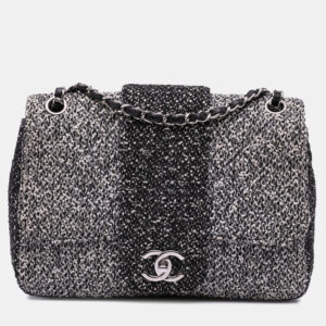 Chanel Black/Grey Tweed and Sequin Elementary Chic Flap