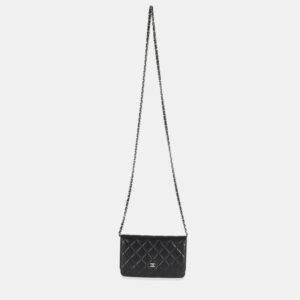 Chanel Black Quilted Lambskin Wallet On Chain