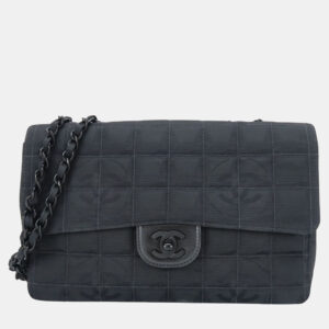 Chanel Black Jacquard Nylon New Travel Line Shoulder Bag