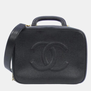 Chanel Black Caviar Leather CC Vanity Top Handle Bag