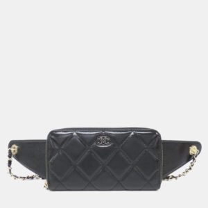 Chanel Black Calfskin Quilted CC Waist Bag