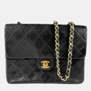 Chanel Black Leather Classic Flap Shoulder Bag