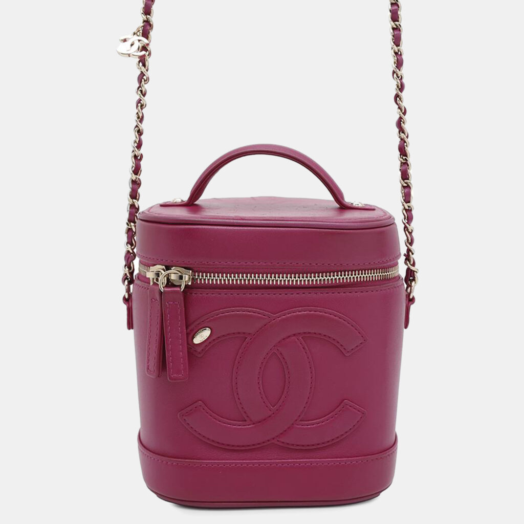 luxury-women-chanel-used-handbags-p1153965-016 Chanel Lambskin CC Logo Vanity Chain Shoulder Bag