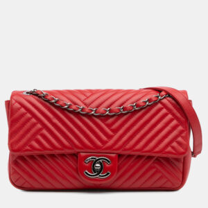 Chanel Red Lambskin CC Crossing Medium Flap Bag