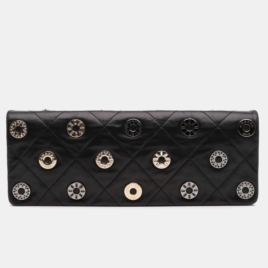 luxury-women-chanel-used-handbags-p1154566-010 Chanel Black Quilted Calfskin Star Attitude Grommet Fold Over Clutch