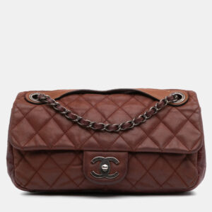 Chanel Red Medium Iridescent Calfskin In The Mix Flap