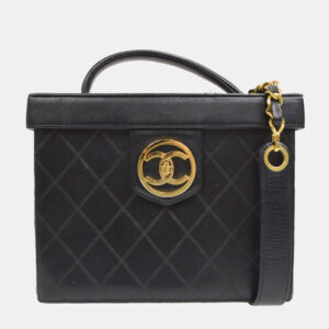 Chanel Bicolore Vanity 2Way Handbag Purse Black