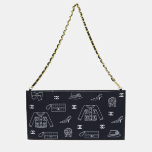 Chanel Black Canvas Icon Chain Handbag