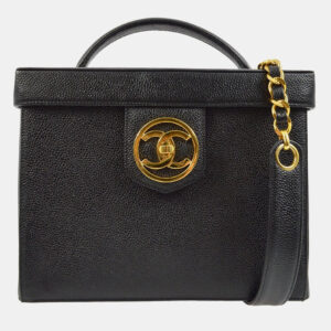 Chanel Black Calfskin Vanity Handbag
