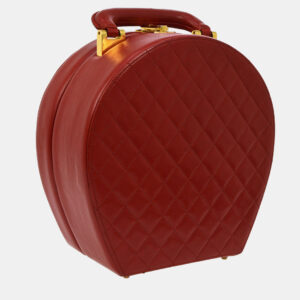 Chanel Red Leather Quilted CC Logos Vanity Handbag