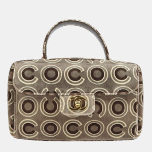Chanel Grey Velvet Coco Top Handle Bag