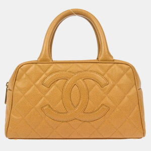 Chanel Beige Leather Bowling Bag