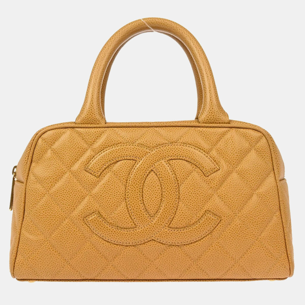 Chanel Beige Leather Bowling Bag