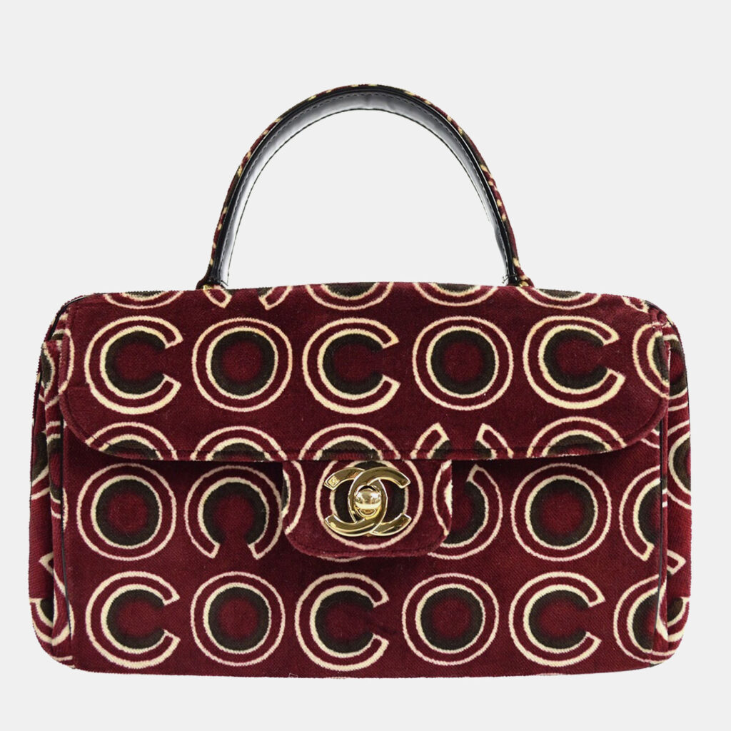 luxury-women-chanel-used-handbags-p1155564-009 Chanel Bordeaux Velvet Coco Top Handle Bag