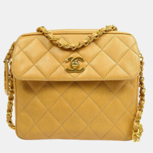 Chanel Beige Caviar Leather Shoulder Bag