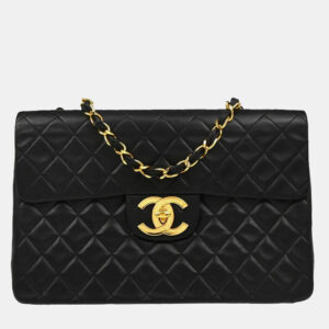 Chanel Black Lambskin Maxi Classic Flap Shoulder Bag