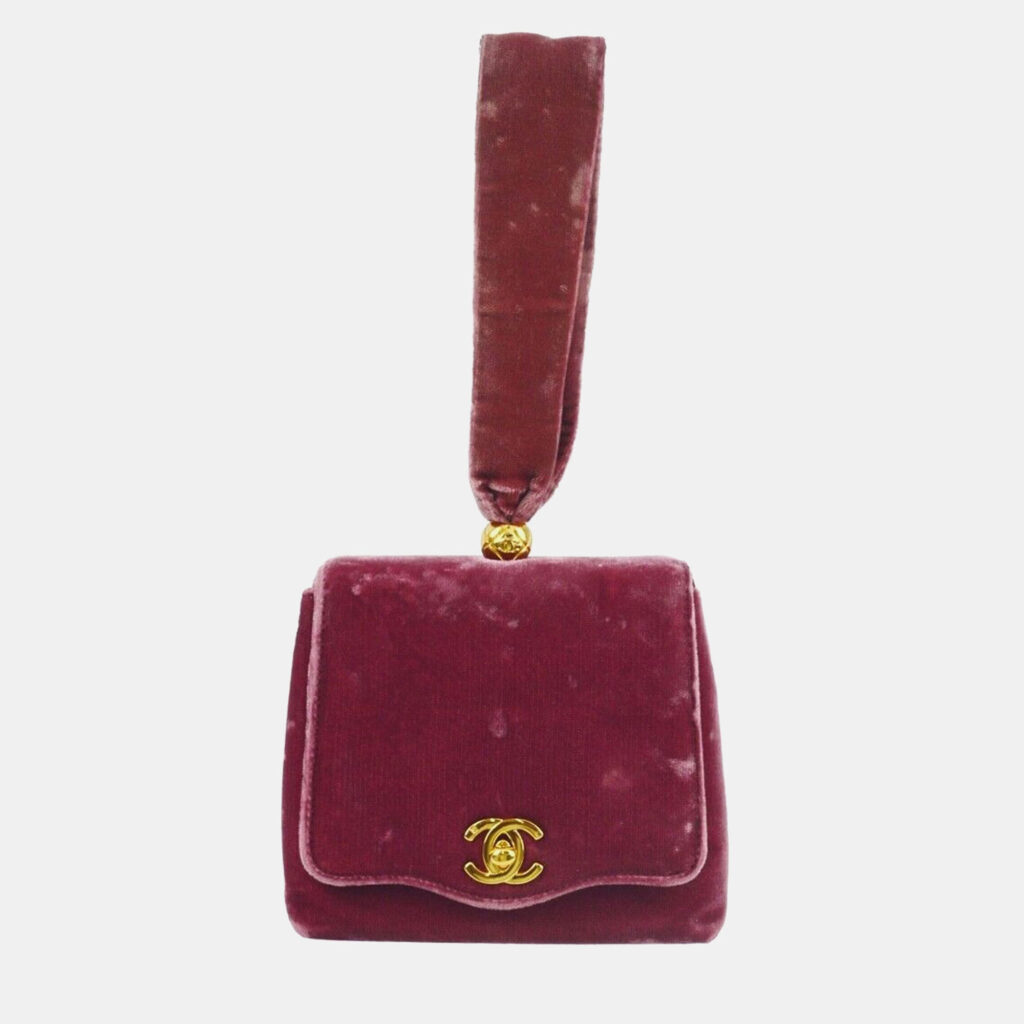 Chanel Pink Velvet Evening Bag