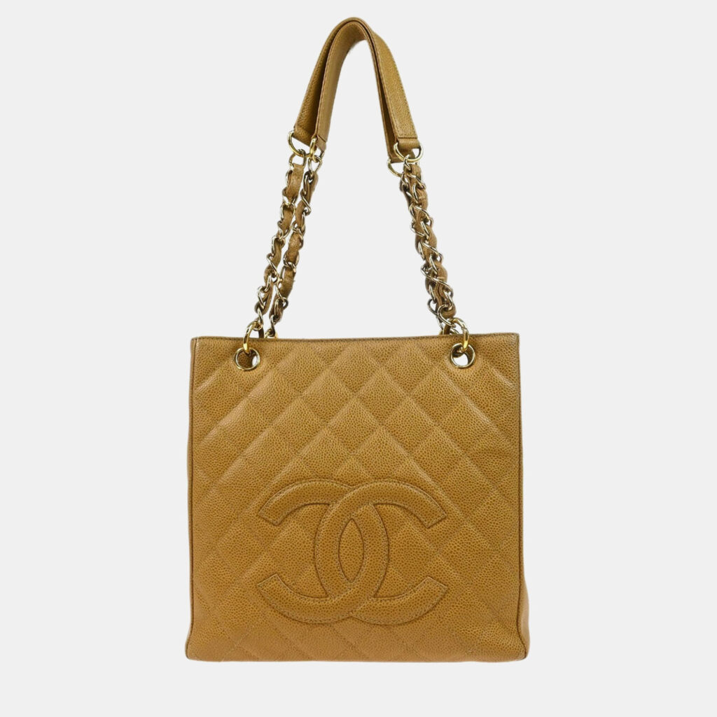 luxury-women-chanel-used-handbags-p1155574-010 Chanel Beige Caviar Leather Petite Shopping Tote Bag