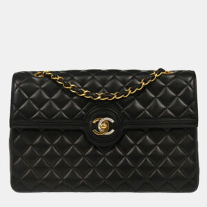 Chanel Black Lambskin Paris Shoulder Bag