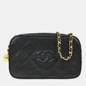 Chanel Black Calfskin Leather CC Camera Bag