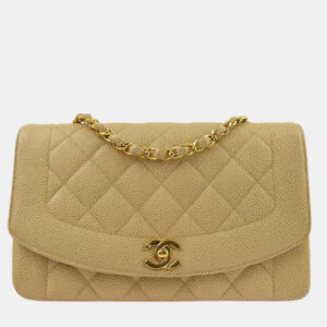 Chanel Beige Calfskin Medium Diana Shoulder Bag