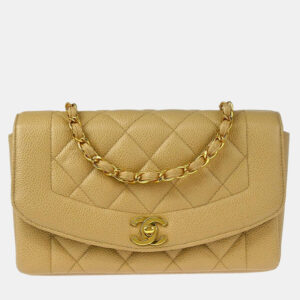 Chanel Beige Calfskin Small Diana Shoulder Bag