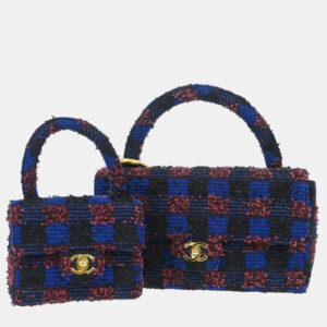 Chanel Blue Tweed Classic Single Flap Two-in-One Flap Bag Set