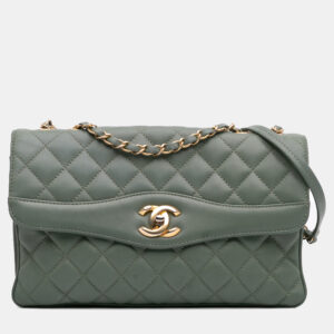 Chanel Green Large Quilted Lambskin Daily Companion Flap