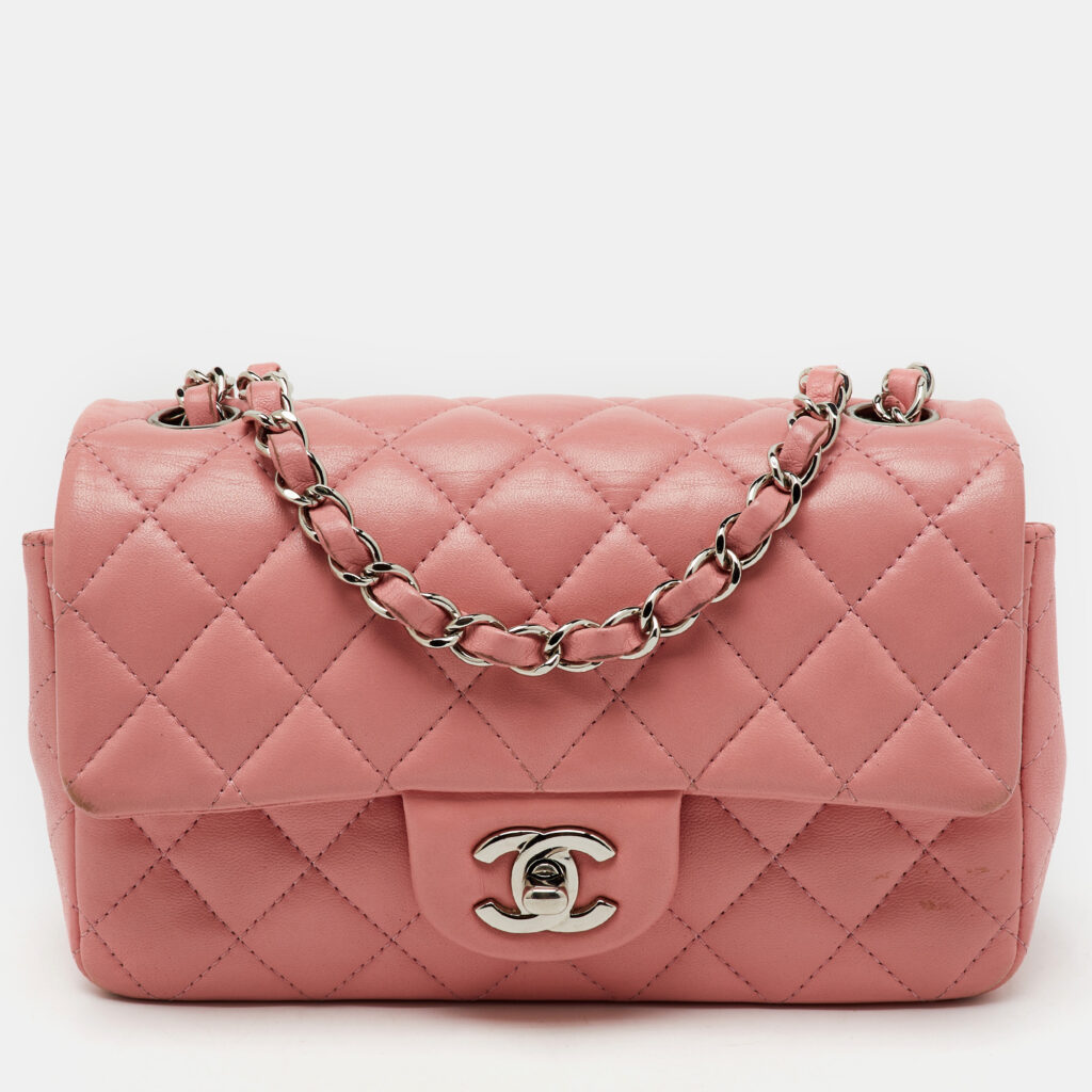 luxury-women-chanel-used-handbags-p1156328-003 Chanel Pink Quilted Leather Mini Rectangle Classic Single Flap Bag