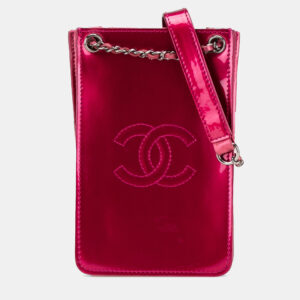 Chanel Pink CC Patent Phone Holder Crossbody