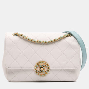 Chanel Blue/White CC Quilted Calfskin Single Flap