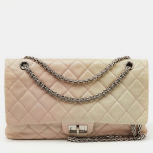 Chanel White/Pink Ombre Quilted Leather 2.55 Classic Reissue 277 Flap Bag