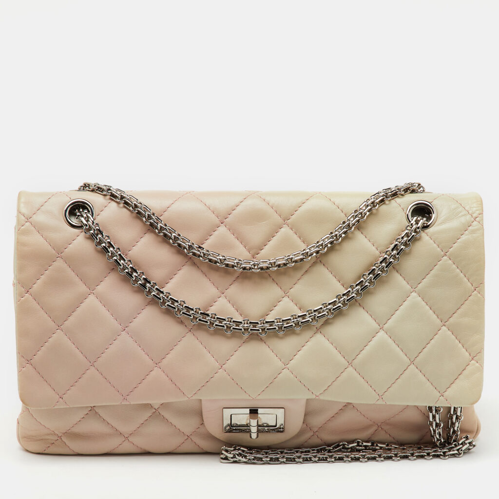 luxury-women-chanel-used-handbags-p1156470-004 Chanel White/Pink Ombre Quilted Leather 2.55 Classic Reissue 277 Flap Bag