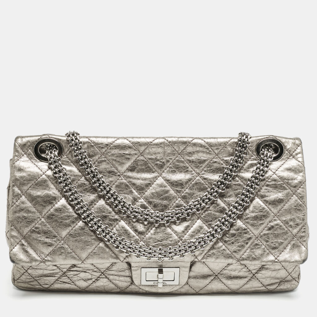 luxury-women-chanel-used-handbags-p1156755-002 Chanel Metallic Quilted Aged Leather 228 Reissue 2.55 Flap Bag