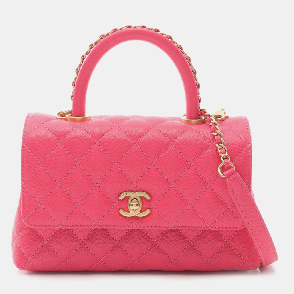 luxury-women-chanel-used-handbags-p1156900-006 Chanel Pink Leather Top Handle Flap Bag