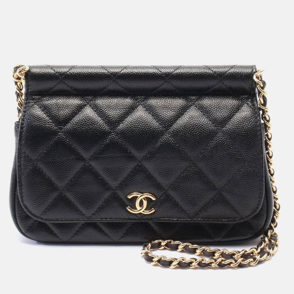 luxury-women-chanel-used-handbags-p1156907-002 Chanel Black Leather Bar Clutch on Chain