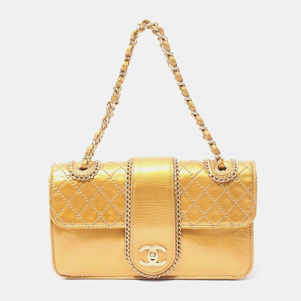luxury-women-chanel-used-handbags-p1156911-011 Chanel Gold Matelasse Patent Leather Chain Shoulder Bag