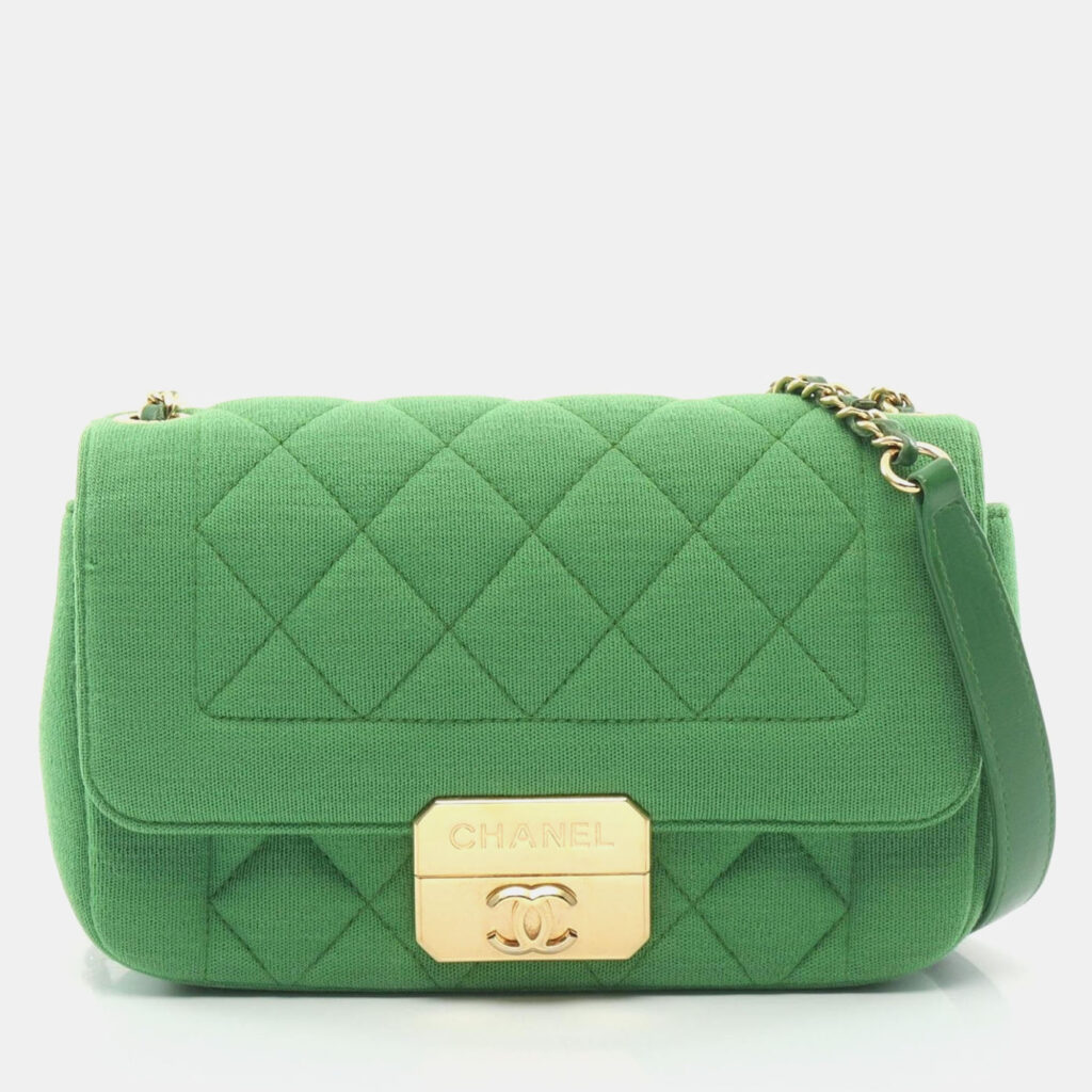 luxury-women-chanel-used-handbags-p1156913-006 Chanel Green Cotton Jersey Chic With Me Shoulder Bag