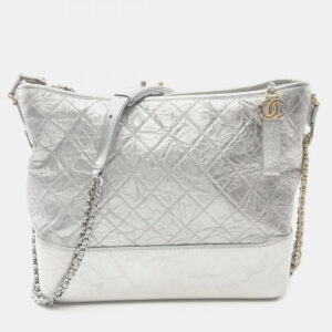 Chanel Silver Leather Gabrielle De Chanel Chain Crossbody Bag