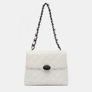 Chanel White and Black Lambskin Bekko Resin Flap Bag