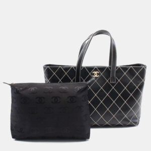 Chanel Black Leather Wild Stitch Tote Bag