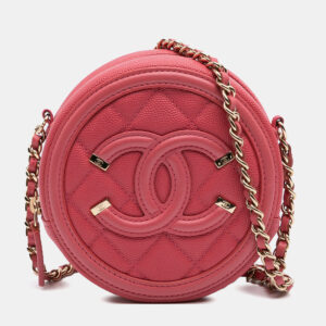 Chanel Pink Caviar CC Filigree Round Crossbody