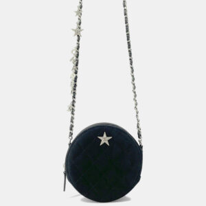 Chanel Black Suede Star Motif Round Chain Shoulder Bag