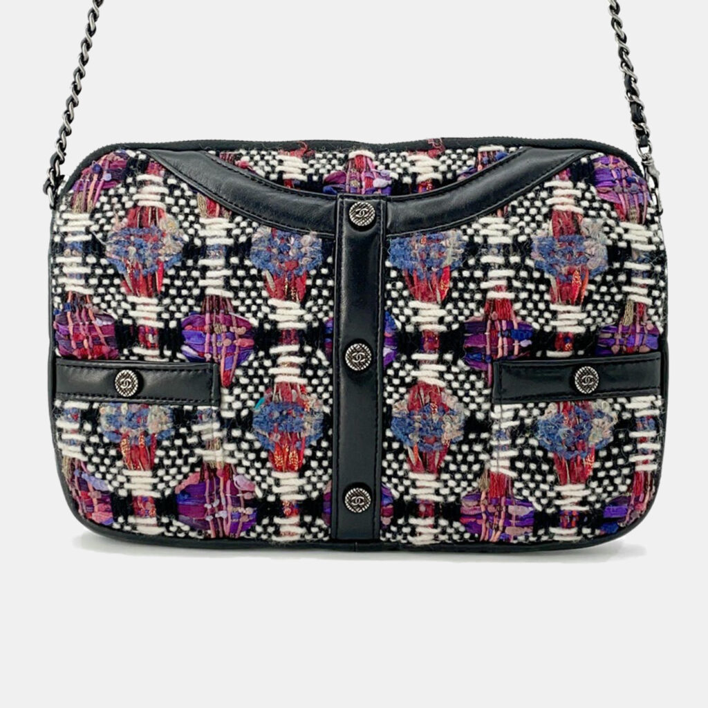 Chanel Black/Multicolor Tweed Lambskin Girl Chain Shoulder Bag
