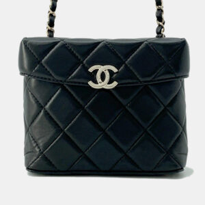 Chanel Black Lambskin Matelasse Vanity Chain Shoulder Bag