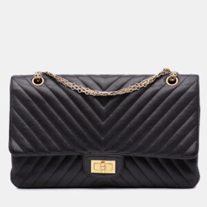Chanel Black Chevron Sheepskin Reissue 2.55  Double Flap 227