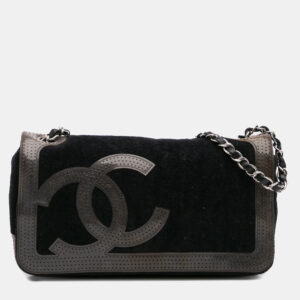 Chanel Black Terry Cloth CC Sport Line Shoulder Bag