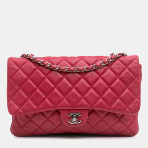 Chanel Pink Jumbo Quilted Lambskin 3 Accordion Flap
