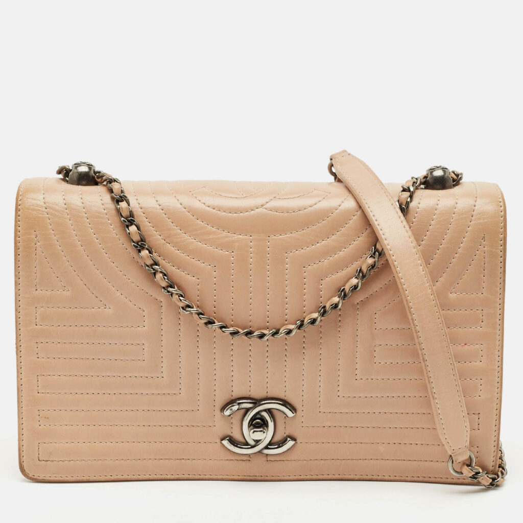 Chanel Beige Quilted Leather Medium Korean Garden Flap Bag